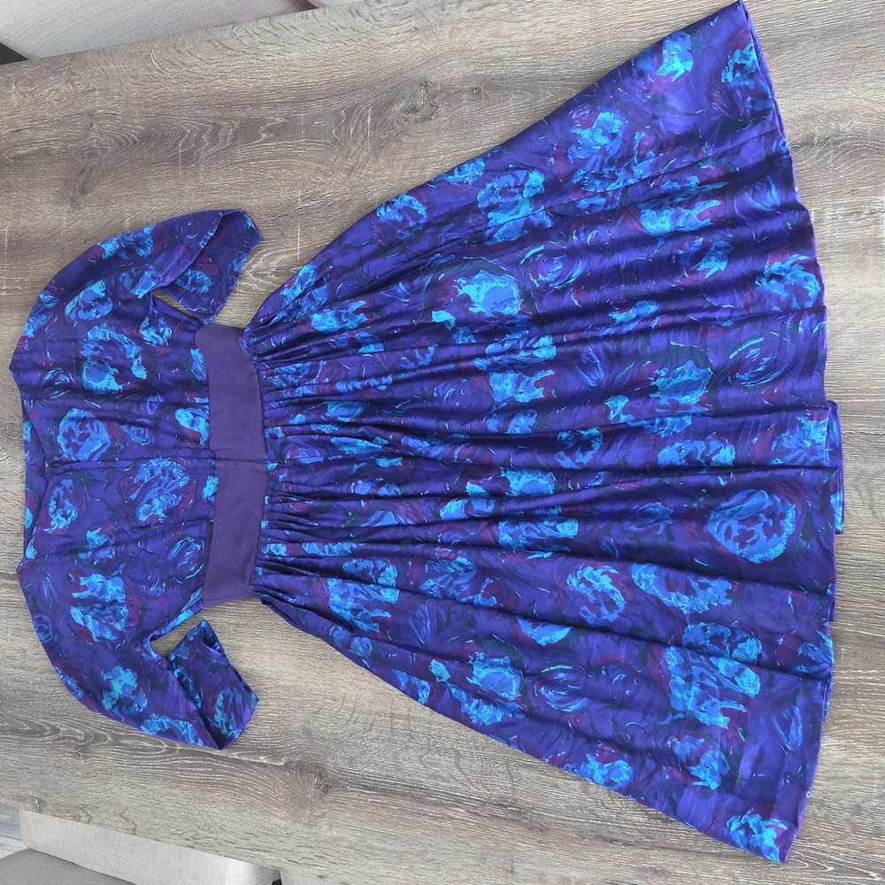 Vintage R&K Originals Floral Blue and Purple Floral Dress - Picture 8 of 10